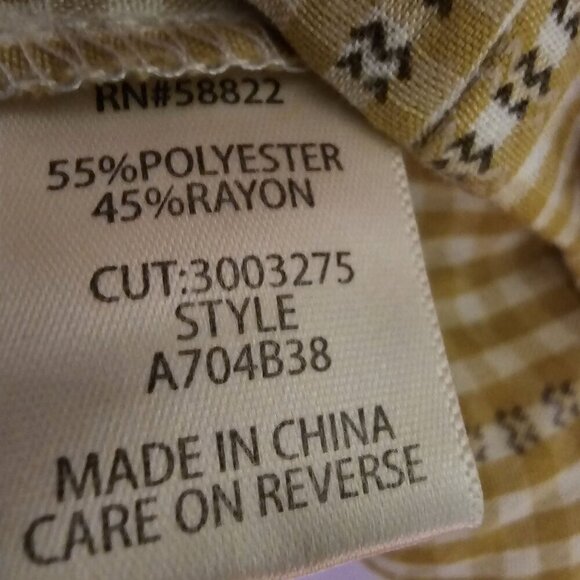 Max Studio Butter Yellow Gingham Baby doll Top S Embroidered Vintage Boho Tunic - Picture 3 of 10